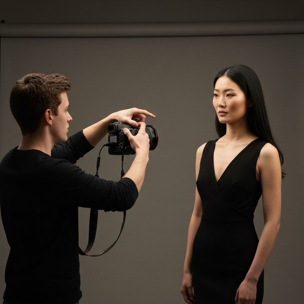 Photographer directing model